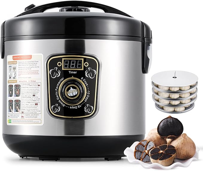 Moongiantgo 8L Black Garlic Fermenter Garlic Fermenting Machine, Easy One-Button Operation Automatic Intelligent Large Capacity Black Garlic Maker with Precise Time Control for 6-16 Days, 110V (8L)