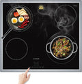 KitchenRaku Large Induction Cooktop Protector Mat, Translucent (Magnetic) Electric Stove Burner Covers Antiscratch as Glass Top Stove Cover or Electric Stove Top (Unadorned black, 61x53CM)