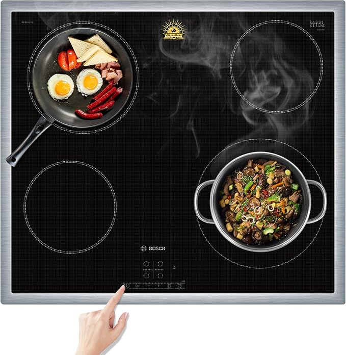 KitchenRaku Large Induction Cooktop Protector Mat, Translucent (Magnetic) Electric Stove Burner Covers Antiscratch as Glass Top Stove Cover or Electric Stove Top (Unadorned black, 61x53CM)