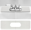 Funnymoom Stone Faucet Mat Sink Splash Guard, 24" Diatomite Quick Drying Stone Faucet Mat, Super Absorbent, Kitchen Sink Oval and Round Splash Tap Pad for Bathroom Counter & Kitchen(White)