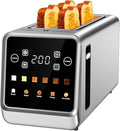 Toaster 4 Slice Long Slot with Digital Touchscreen & 1-Touch Memory for Family | Stainless Steel for Bagels & Artisan Bread | Defrost Reheat & Single-Slice Modes