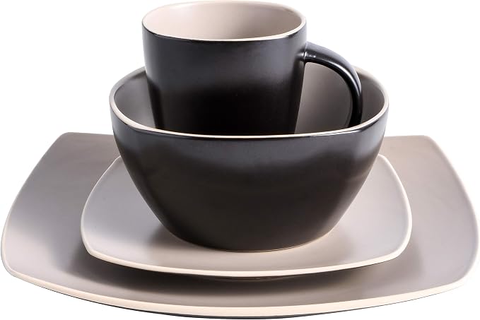 Gibson Elite Soho Lounge Dinnerware Set, Service for 4 (16pcs), Matte Taupe