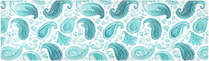 2 in 1 Table Runner Trivet for Hot Pots and Pans Heat Resistant Non Slip Waterproof 39 x 12 Inch Decorative Table Protector for Kitchen Countertop Teal Paisley