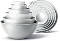 COOK WITH COLOR Mixing Bowls with TPR Lids - 12 Piece Plastic Nesting Bowls Set includes 6 Prep Bowls and 6 Lids, Microwave Safe Mixing Bowl Set (Speckled White)