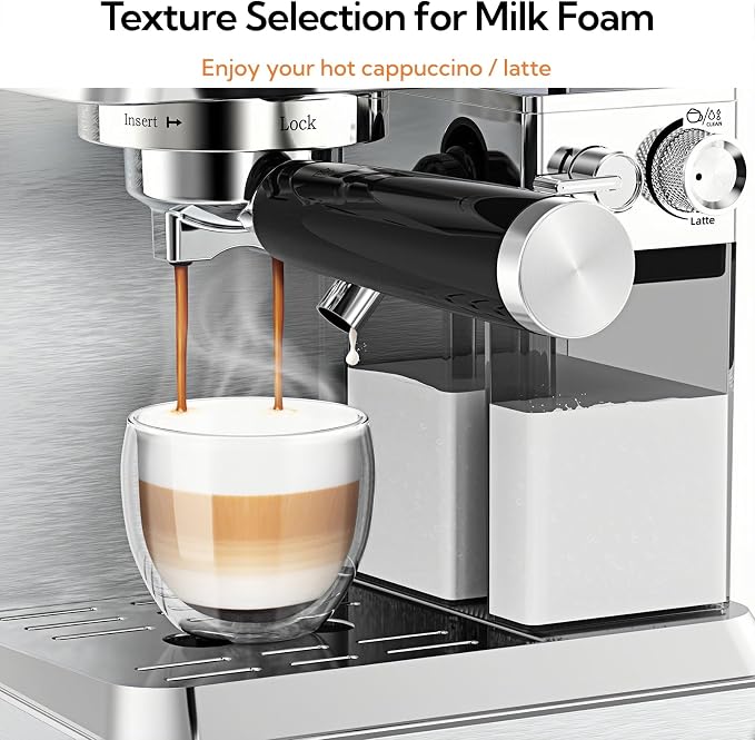 MAttinata Cappuccino Machine, Espresso Machine with Automatic Milk Frother | CM1833L Coffee Maker, IMD Touch Screen, 20 Bar Italian Pump, Dual Boiler, Compact Latte Machine for Home, Stainless Steel