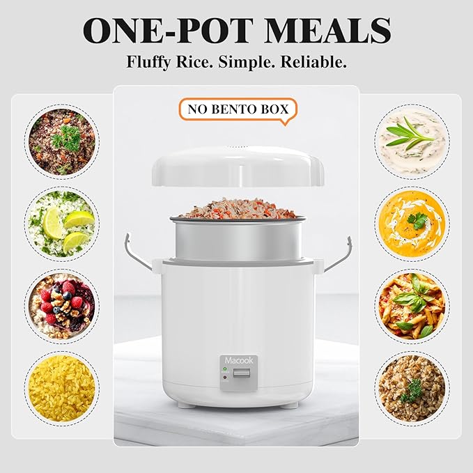 Rice Cooker Small 1-1.5 Cups Uncooked(3 Cups Cooked), Mini Rice Cooker with Removable Nonstick Pot, One Touch&Keep Warm Function, Portable Travel Rice Cooker for Soup Grain Oatmeal Veggie, White