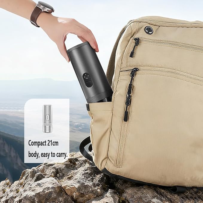 3-in-1 Portable Espresso Machine with Self-Heating, 20 BAR Pressure, 7800mAh Battery – Compact Travel Coffee Maker for Capsules, Ground Coffee & Iced Brew, Perfect for Camping, Hiking, Office