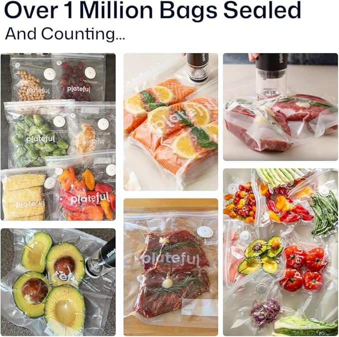 Vacuum Sealer Food Bags (10 x Extra Large) - BPA-Free Pre-Cut Vacuum Sealer Bags for Food Seal, Easy Use, Compact Handheld Reusable Seal For Storage, Air Valve Zipper
