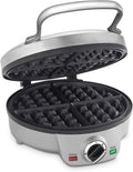 Cuisinart Belgian Waffle Maker, Round Waffle Iron, 6 Setting Adjustable Browning, Audible Alert, Nonstick Plates, WAF-200NAS