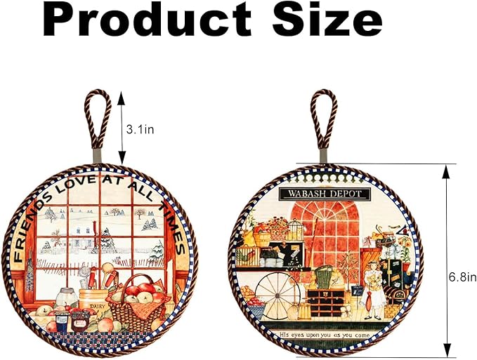 Ceramic trivets, hot Dish mat, hot Pot Holder, Pot Holder, Heating Pads for Decorating tabletops and countertops, can be Hung, Kitchen Decor (Painting)