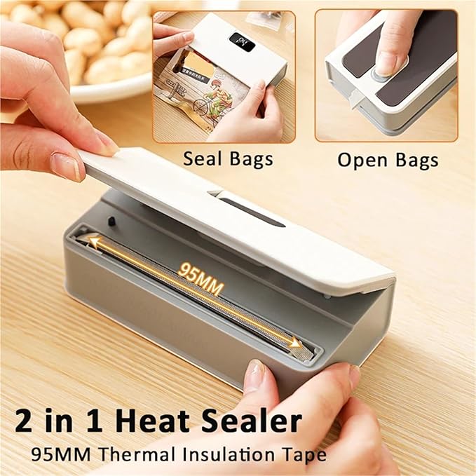 Vacuum Sealer， Mini Heat Sealer Plastic Bag Sealing Machine Rechargable Storage Package Handheld Clip Food,Vacuum Sealer for Food(Blue)