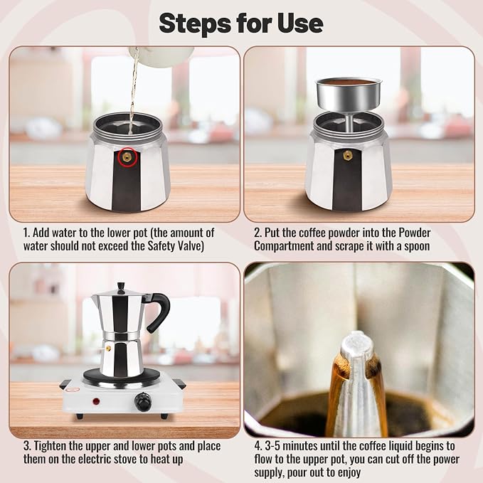 9 Cup Aluminum Moka Pot Classic Stovetop Espresso Coffee Maker 450ml 15oz Coffeemaker Percolator Mocha Pot Greca Coffee Maker Cafe Makers for Italian and Cuban Café Brewing Silver