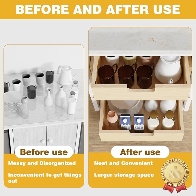 Pull Out Cabinet Organizer, 17''W×21''D×16''H Soft Close Slide Out Wooden Pull out Drawers, Double Tier Slide out Wood Cabinet Organizer, for Base Cabinet Organization in Kitchen, Pantry, Bathroom