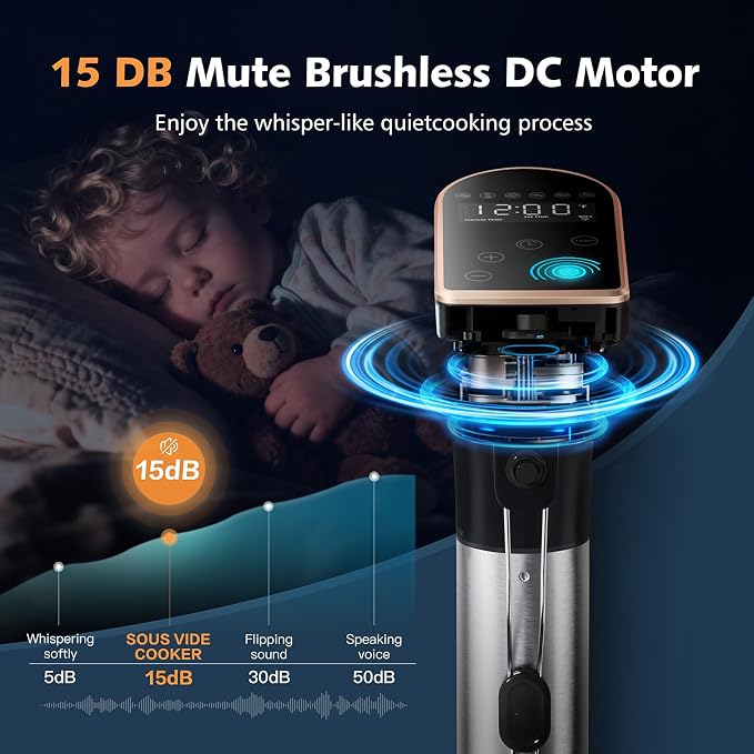 1300W Sous Vide Cooker, WIFI Sous Vide Machines for Beginner & Profession | IPX7 Waterproof, 6 One-Touch Presets, Precision Immersion Circulator, Quiet & Fast Heating, APP Recipes Timer