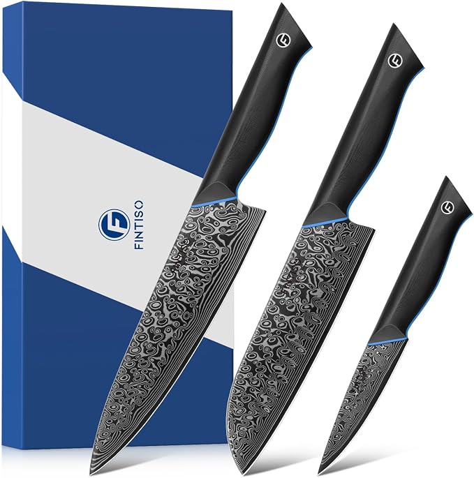 3PCS Kitchen Knife Set, Ultra Sharpe Chef Knife Set Forged of 67-Layer Japanese Damascus Steel, Premium Knives Set Professional Sharp Knives Set with G10 Handle