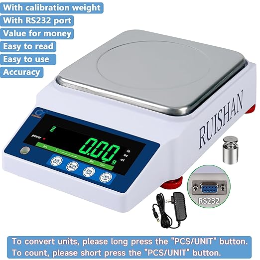 Lab Scale Lab Analytical Balances 3000 x 0.01g | 6.6x0.00002 lb | Electronic Weighing Scale Scientific Scale Centigram Scale Calibrated Scale .01 Gram Digital Scale Jewelry Scale Kitchen Scale