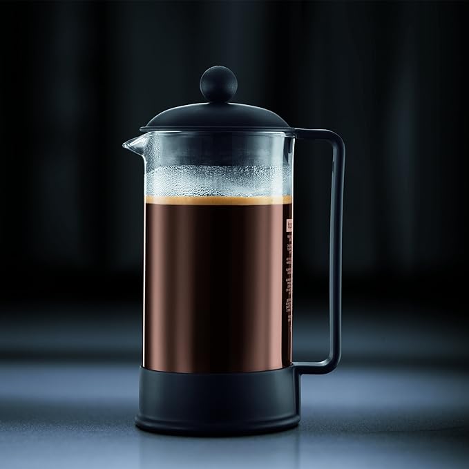 Bodum 34oz Brazil French Press Coffee Maker, High-Heat Borosilicate Glass, Black - Made in Portugal