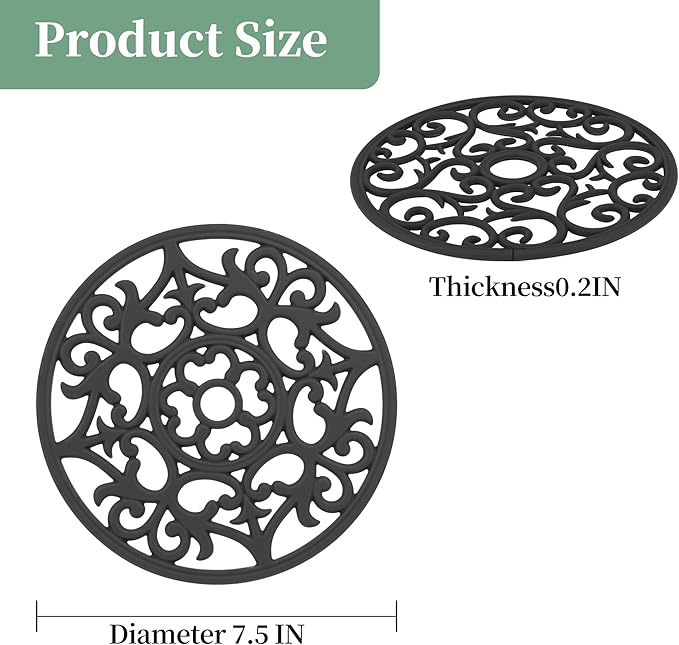 Teal Trivets for Hot Dishes, Silicone Hot Pads for Kitchen, Silicone Trivets for Hot Pots and Pans, Countertop and Tabletop Trivet Mat, Multi Use Round Silicon Pot Holders Set of 3