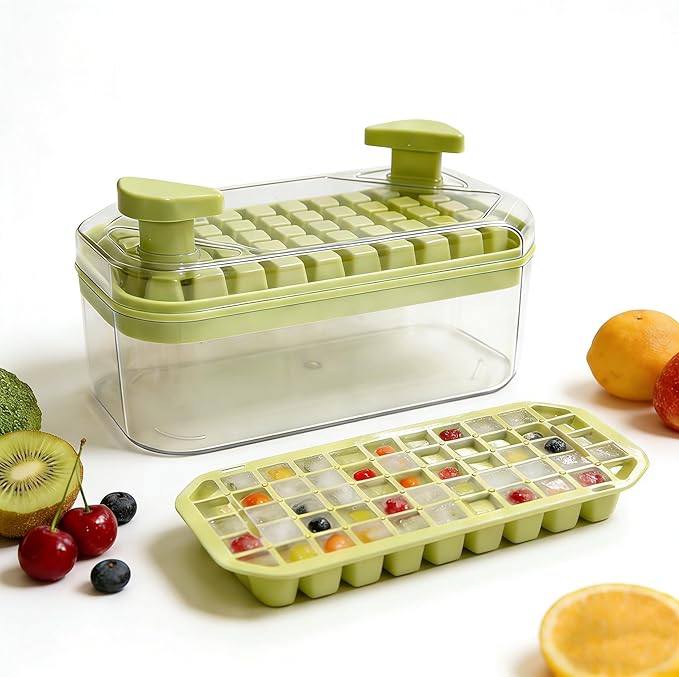 Ice Cube Trays Press Easy Release, Making 100 pcs Ice Trays for Freezer for Chilling Cocktail Whiskey Coffee Include 2 Layer Ice Cube and Storage Container, BPA Free