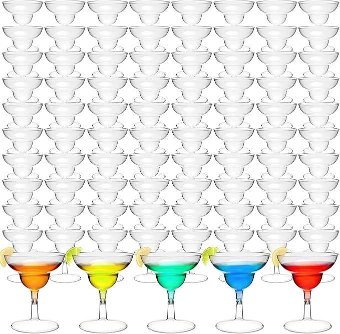 Rtteri 250 Pcs Mini Martini Glasses Plastic 2 Oz Disposable Mini Margarita Cups Clear for Weddings Party Wine Cocktails Drinks Desserts (Margarita)