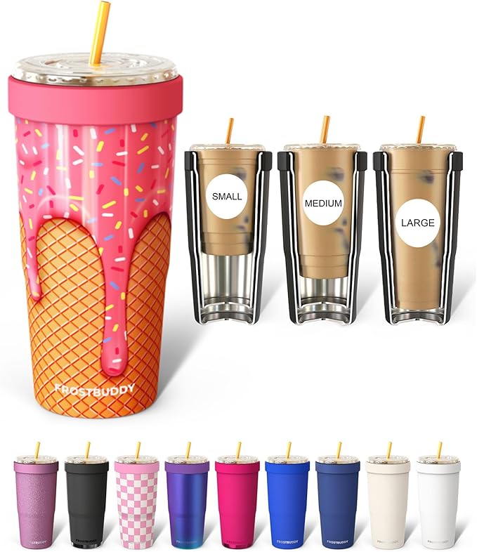 Frost Buddy Togo Buddy 30 oz Stainless Steel Vacuum Insulated Tumbler To Go Coffee Cup – Iced Coffee Cups, Iced Coffee Sleeve, Travel Mug, Thermal Cup for Hot & Cold Drinks, Dunkin Cup (Ice Cream)