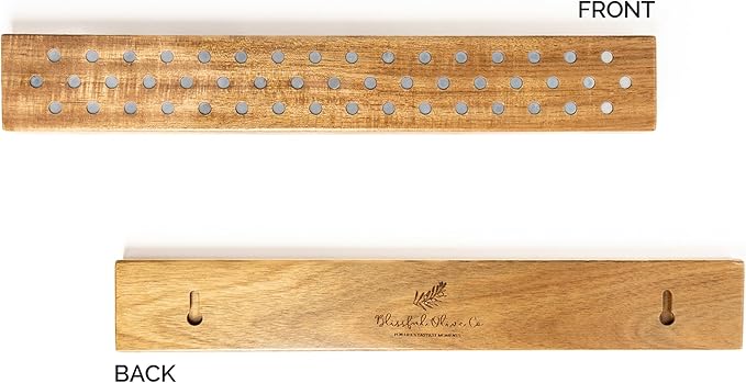 Knife Magnetic Strip, 16" Acacia Wood Magnetic Knife Holder for Wall w/Neodymium Magnets, Durable Magnetic Knife Bar w/Installation Essentials, Space-Saving Magnetic Strip for Knives