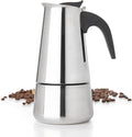 Mixpresso 9 Cup Greca Stovetop Espresso Pot 450ml/15oz, Moka Pot with Coffee Percolator Design, Stainless Steel Stove Top Coffee Maker for Camping or Home Use,Italian Stovetop Espresso Maker