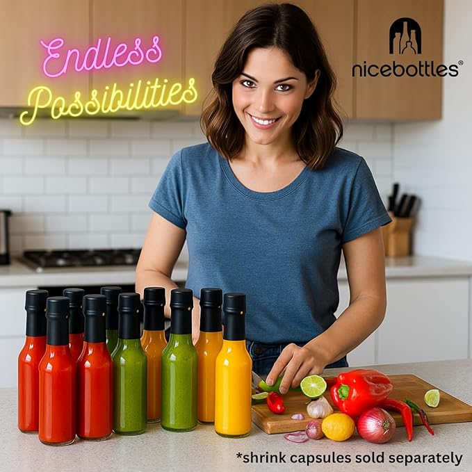 nicebottles Hot Sauce Bottles, 5 Oz - 48 Pack