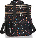 GLENKEY Versatile Lunch Box Cooler Bag - Expandable Insulated Lunch Bag Tote for Women - Large Lunchbox for Adults Work Office Outside Trips Polka Dots 16L