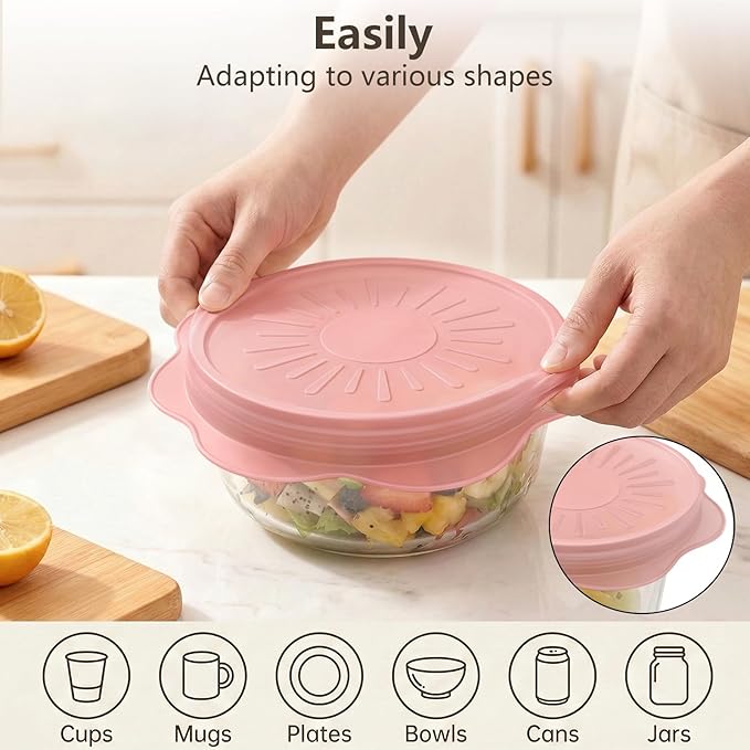 12 Pack Silicone Stretch Lids for Food Storage, Silicone Bowl Covers Microwave, Tapas De Silicona Ajustables Para Todo Dishwasher