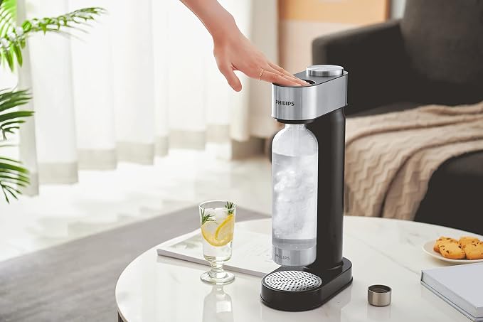PHILIPS Carbonating Bottles, 1L Twin Pack Reusable PET Sparkling Water Bottles Compatible Sparkling Water Maker