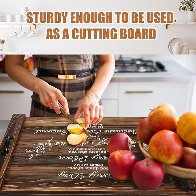 Patelai Noodle Board Stove Wooden Cover Stove Top Cutting Board with Handles 27.5 X 21.6 Inches Sink Cover for Electric Gas Burners Kitchen Counter Space(Christian Style)