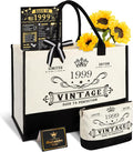 YeohJoy 27th Birthday Gift for Her Canvas Tote Bag Travel Gear, Unique 27 Years Old Birthday Gifts for Wife Daughter Sister Friends Her, Vintage 1999 Handbag & Makeup Bag & 27th Greeting Card