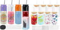 Joyclub Bundle of 8 Set Sublimation Tumblers and 8 Pack Sublimation Glass Cups