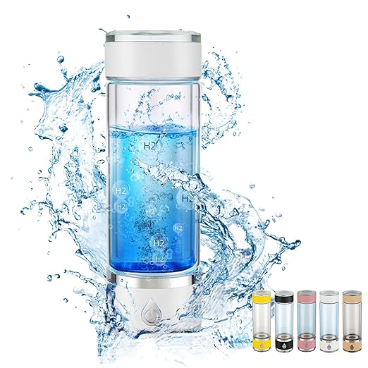Hydrohealth Hydroh Hydrogen Water Bottle Generator, Portable and Rechargeable Hydro Health Hydrogen Water Bottle Glass with SPE Pem Technology,3 Min 4100 PPB Pure Hydrogen Rich Concentration