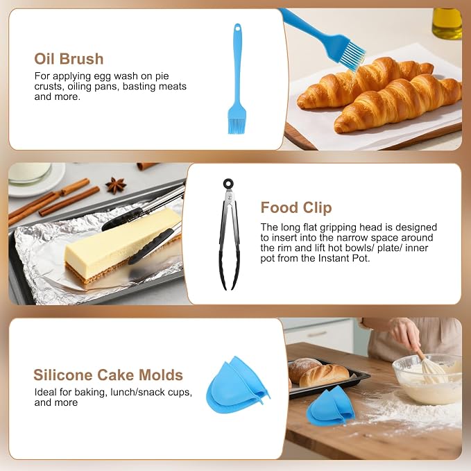 Air Fryer Accessories, 16pcs Set for Ninja DZ401 DZ201 Foodi Dualzone Air Fryers with 100pcs Air Fryer Liners, 2 Non-Stick Pans, Bread,Toasting,Skewer Racks, Food clip, 6 Cake Cups, 2 Mitts