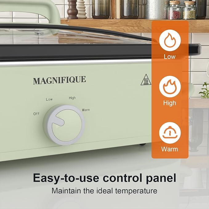 4-Quart Slow Cooker with Casserole Manual Warm Setting - Perfect Kitchen Small Appliance for Family Dinners, Dishwasher Safe Crock, Sage