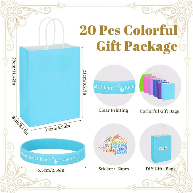 150Pcs/20 Set Christian Church Gifts Bulk for Women Men Include 24OZ Plastic Bible Verse Cups with Religious Notebooks Pens Bracelets, Voluteers Christian Religious Gifts for Mother Father's Day
