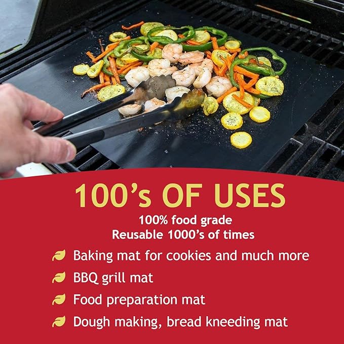 SPARES2GO Oven Liner Non Stick (2 Pack) - Large Universal Teflon Baking Mat Bottom Cooker Protector Heavy Duty Clean Fan Assisted Oven Liners (40 x 50 cm)
