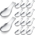 Nuanchu 14 Pcs Stainless Steel Spoon Rest Spatula Ladle Holder Spoon for Stove Top Heavy Duty Spatula Holder for Countertop Dishwasher Safe Utensil Rest for Kitchen, 3.8 x 9.6" (Silver)
