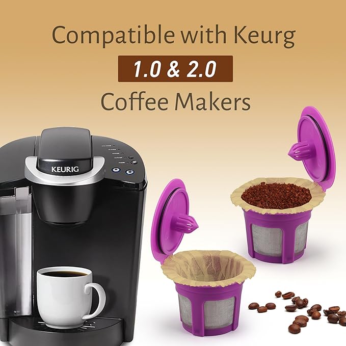 Irmidi Disposable Coffee Filters, 100 Count Natural Paper Filters Compatible with Keurig Brewers Single Serve 1.0 and 2.0, Fit all Reusable Coffee Pods(Natural 100)