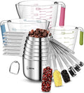 Measuring Cups and Spoons Set of 19 - Stackable Stainless Steel Measuring Cups Spoons & Plastic Measuring Cup for Dry and Liquid Ingredients, Cooking & Baking Kitchen Gadgets