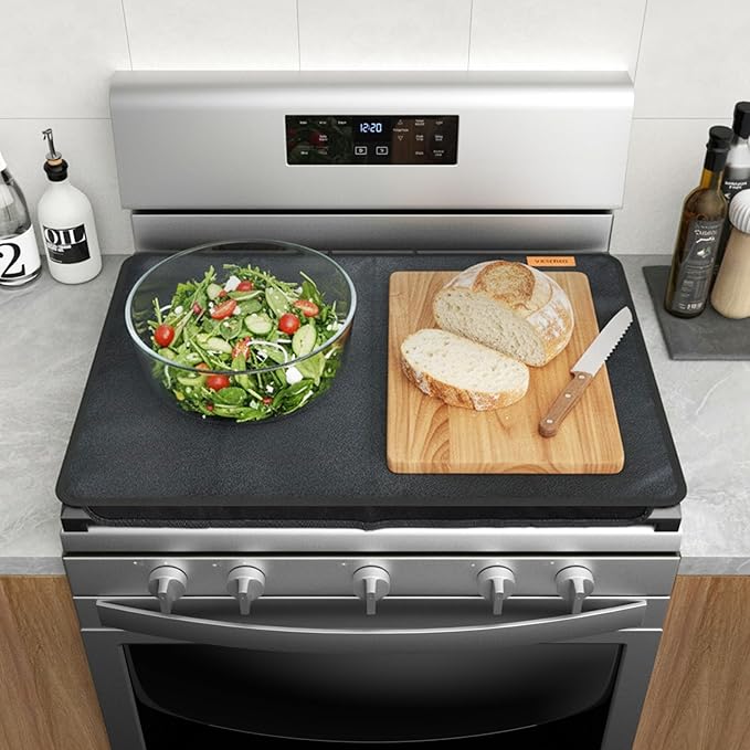 Fireproof Gas Stove Top Cover – Heat-Resistant Gas Stove Cover Hard Board, Foldable Oven Cooktop Protector, Durable & Easy-Clean Black Range Mat, 30 x 21 Inch