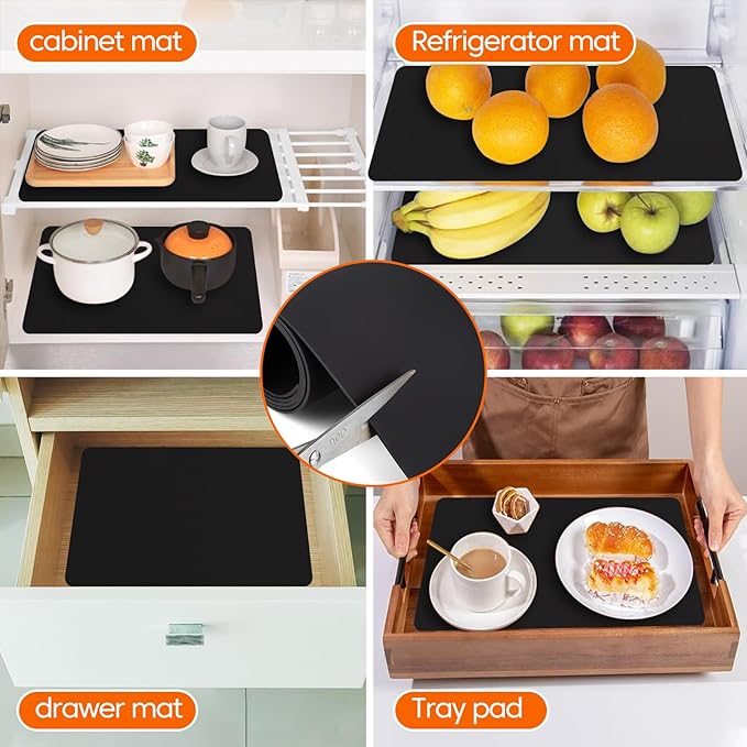 Large Silicone Mats for Kitchen Counter,12"x72" Cuttable Silicone Roll for Silicone Heat Resistant Mat Silicone Placemat Table Runner,New Skin-Friendly Material Countertop Protector,Black