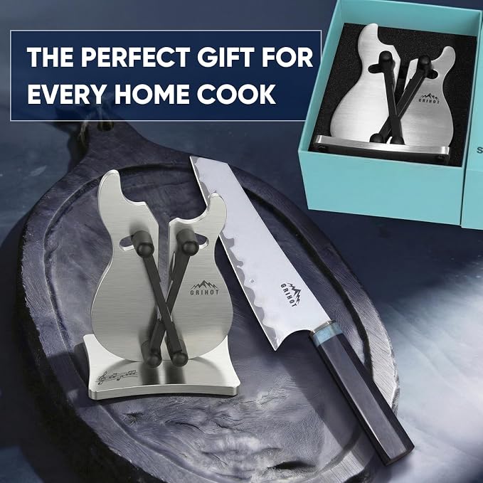 VQ-5 Professional Knife Sharpener | 3-Action Tungsten Carbide | For Repair, Restoration and Sharpening, Easy to Use, Replacement Blades Included, Soild and Durable, Guitar Shaped Design ﻿