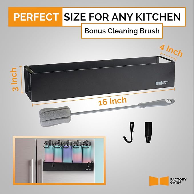 | Water Bottle Organizer for Fridge | Magnetic Metal Bottle & Spice Organizer | Holds Bottles, Cups, Spice Jars | Ideal for Kitchen Cabinets & Refrigerators | Tumbler organizer | Magnetic