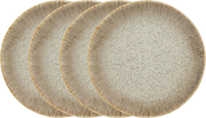 Yellowstone 4-Piece Rainwater Salad Plate Set – Durable Stoneware Plates with Reactive Glaze Finish, 8.25-Inch Diameter, Microwave & Dishwasher Safe – Rustic Modern Everyday Dinnerware