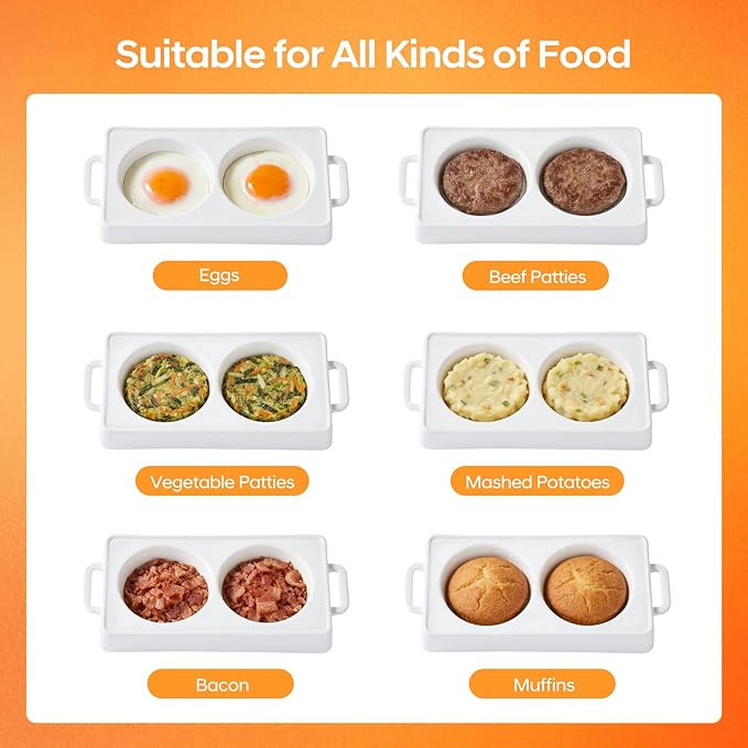 EliteVibe Ceramic Microwave Egg Cooker, Microwave Omelette Maker, BPA-Free Non-Stick Non-Toxic & Heat-Resistant Quick Cooking Egg Maker, Dishwasher Safe（2 PCS）