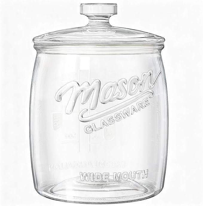 Folinstall Cookie Jar, 1/2 Gallon Glass Storage Containers with Airtight Lids, Wide Mouth Food Jars & Canisters for Kitchen, Pantry, Apothecary, Flour, Sugar, Sourdough Starter, Dog Treat, Half Gallon