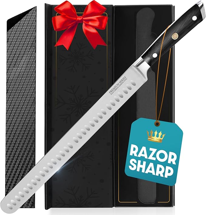 Bright Hobby Brisket Knife - 12" Premium BBQ Carving Knife Full Tang Razor Sharp - Gift for Dad From Wife, Son, Daughter